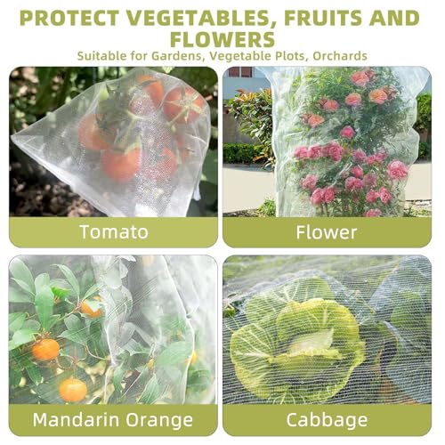 Bird Netting for Garden Protection, CANAGROW 4 Pack Garden Plant Mesh Netting Covers Bags with Drawstring, Insect Bird Barrier Bug Netting for Fruit Blueberry Bushes Vegetable Flower (3.3x2.6FT)
