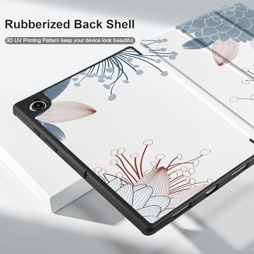 Yebiseven Case for Samsung Galaxy Tab A8 10.5 inch 2022 Released Model SM-X200/X205/X207, Shockproof Tablet Cases with Auto Sleep/Wake & Folding Stand & Soft TPU Back Cover, Hibiscus Flower