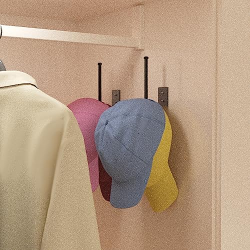 Durmmur 2 Pack Hat Racks for Baseball Caps, Stainless Steel Hat Organizer for Baseball Cap, Hat Holder Storage Organizer, Hat Hanger Strong Adhesive/Wall Drilled for Door,Bedroom,Closet(Black 6 in)