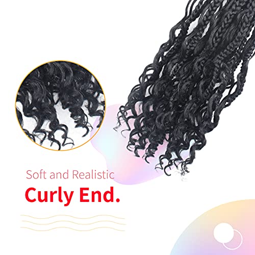 Niseyo Goddess Box Braids Crochet Hair 12 Inch 8 Packs Short Crochet Box Braids Pre Looped Curly Ends Gray Boho Style Synthetic Hair (Tgrey/Ombre Grey)