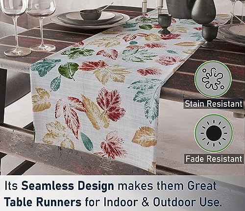 RUVANTI 100% Cotton Cloth Table Runner, Grey/Orange Floral Fall & Christmas, Table Runners 36 Inches Long, Perfect for Coffee Gatherings, Thanksgiving Dinner Parties, and as Farmhouse Table Runners