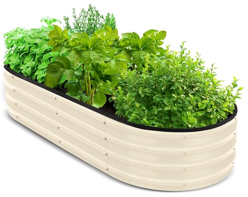 Utopia Home Galvanized Raised Garden Bed, 4ft x 2ft Lightweight Planter Boxes Outdoor with Easy Assembly, Large Garden Bed for Vegetables, Fruits, Flower - Beige