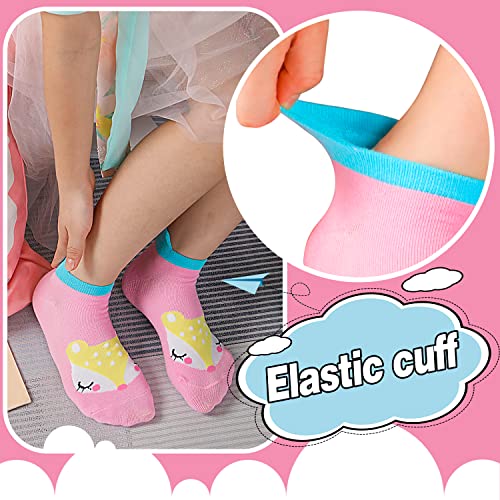 ANTSANG Kids Girls Toddler Unicorn Socks Ankle Low Cut No Show Cute Silly Novelty Fashion Cartoon Gifts Stocking Stuffers Socks 6 Pairs (Animal,1-3 Y)