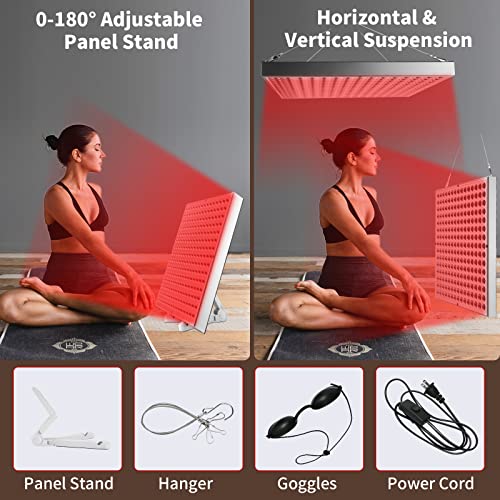 Red Light Therapy, 45W LED Panel with Stand, Deep 660nm and Near Infrared 850nm Light Combo, Red Light Therapy Device for Body Face, Skin Care, Pain Relief of Muscles Joints Knee Ankle
