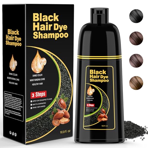 KAISASA Black Hair Dye Shampoo 3 in 1, Color Shampoo champu para canas for Gray Hair Coverage for Women/Men Instant Herbal Ingredients