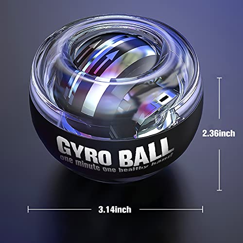 JIN BD Wrist Trainer Ball Auto-Start Wrist Strengthener Gyroscopic Forearm Exerciser Gyro Ball for Strengthen Arms, Fingers, Wrist Bones and Muscles With LED light, black