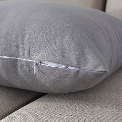 TAOSON Set of 2 Home Decorative 100% Cotton Canvas Square Throw Pillow Covers Cushion Case Solid Pillowcase with Hidden Zipper Closure Multiple Colors White 24 x 24 Inches 60x60cm