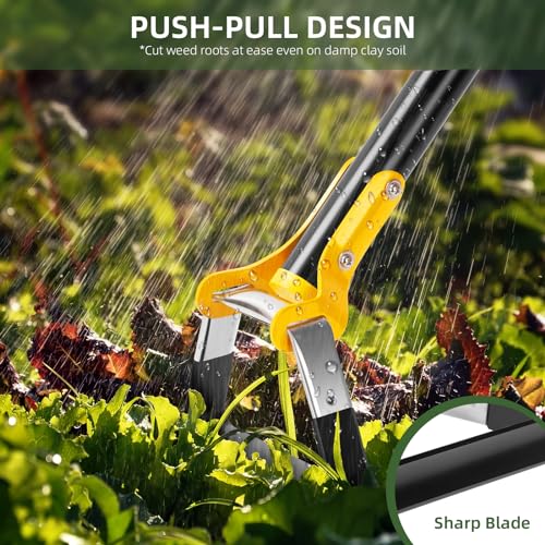 YUCEEN Hoe Garden Tool,Scuffle Garden Hoe for Weeding 30-60 Inch,Long Handle Heavy Duty Adjustable Hula Hoe,Gardening Stainless Steel Loop Stirrup Action Hoe