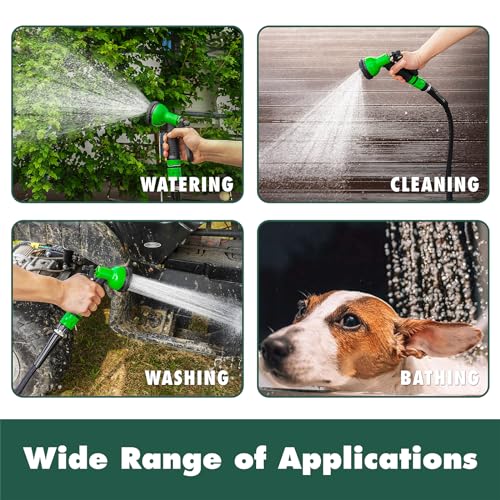 Garden Hose 50FT Water Hoses with 10 Function Hose Nozzle, Lightweight Kink-Free Flexible Garden Hoses, Extra Strength Fabric Yard Hose for Garden Car Wash, Watering
