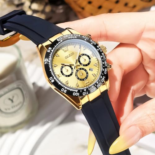 OLEVS Women Watch Fashion Rose Gold Diamond Analog Quartz Female Watches for Women Luxury Dress Ladies Stainless Steel Luminous Waterproof Date Wrist Watch Blue