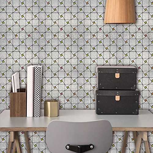 WEIMEISC 5 Sheets Small Triangle Peel and Stick Backsplash Tile for Kitchen, Self-Adhesive Mosaic Tile, Stick on Bathroom Vanities,Fireplace Décor, Laundry Table (Small Triangle Silvery)