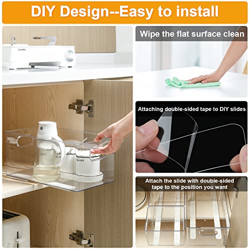 Summark Pull Out Rail for Baskets or Bins.Storage and Organization Accessories for Cabinet,Shelves.DIY Drawer Organizers Slides.2 Packs,White (1)