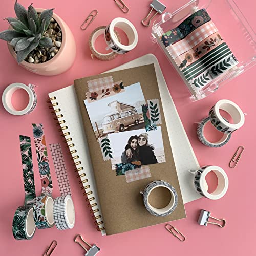 ZYNSHE Washi Tape Set of 16 Rolls of 15 mm Wide Washy Tape Cute Decorative Tape for Journaling, Scrapbooking, Crafts, Bullet Journals, Planners, DIY Decor & Craft Supplies for Adults & Kids (Meadow)