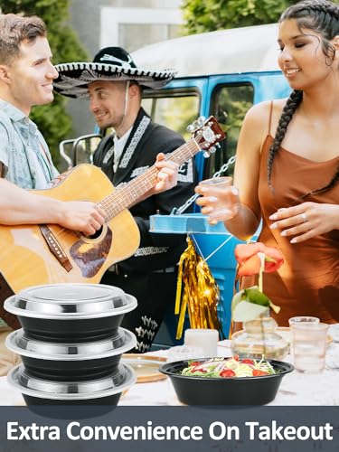 NEEBAKE 50 Sets 24oz Meal Prep Container - Reusable Plastic Food Storage Containers with Lids, Fits Microwave, Freezer and Dishwasher Safe