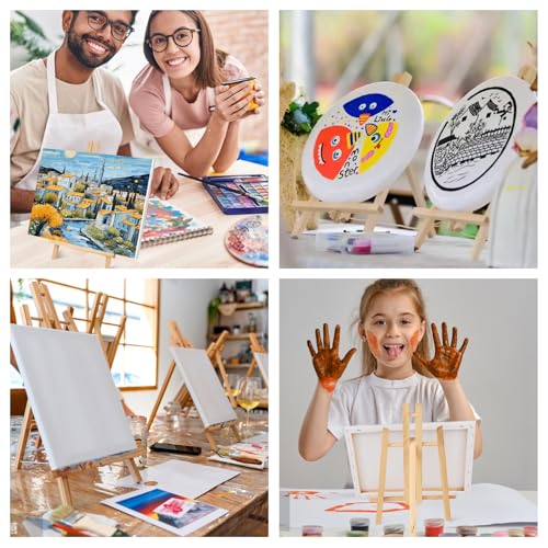 ESRICH 2 Pack 11.8" Wood Easels,Small Tabletop Display Stand,Easel Stand for Painting,Painting Party,Kids Student Tabletop Easels for Painting, Portable Canvas