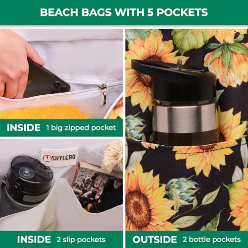 SHYLERO Beach Bag and Pool Bag. Has Airtight Pouch, Key Holder. Beach Tote is Zippered, Waterproof (IP64) - L22xH15xW6