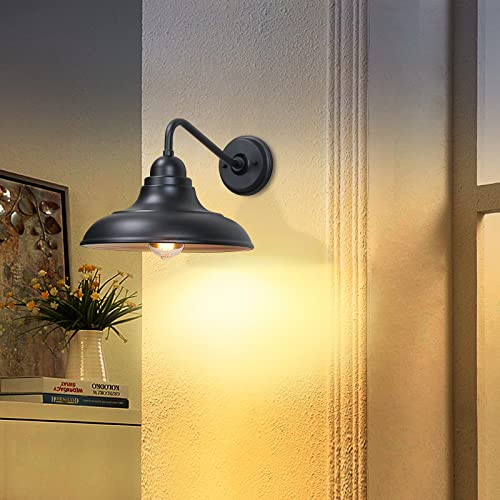 FLQMYQ 1 Pack Outdoor Wall Lights Wall Mount for House Farmhouse Outdoor Wall Sconce Black Outside Wall Lantern Classic Barn Lights Outdoor & Indoor, 12"
