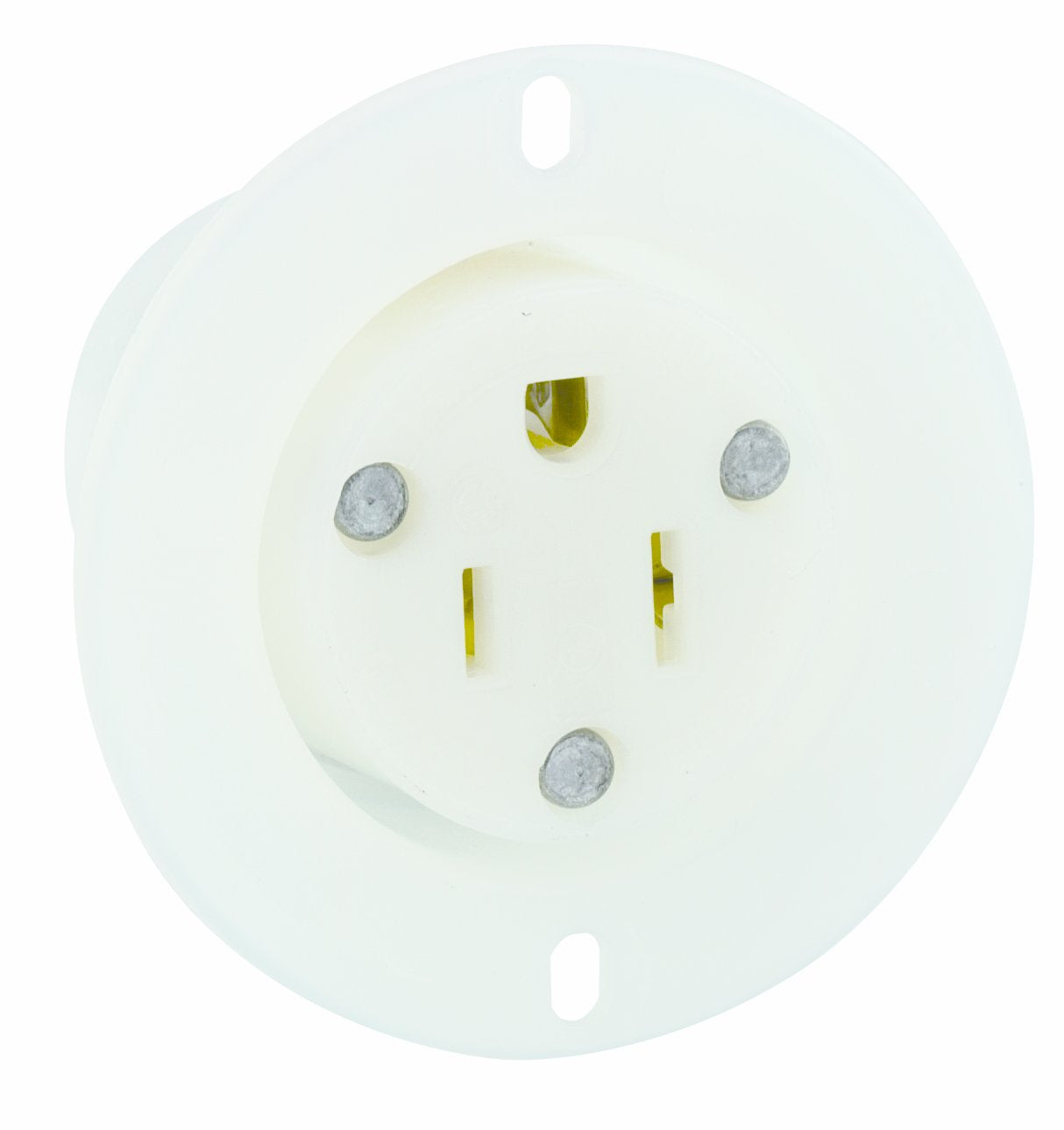 Leviton 5279-C 15 Amp, 125 Volt, Flanged Outlet Receptacle, Straight Blade, Industrial Grade, Grounding, White
