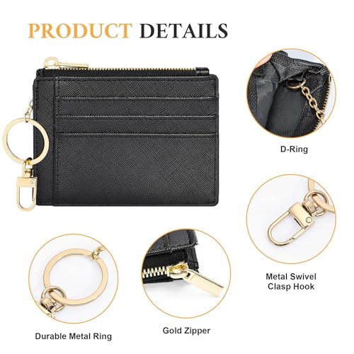 Sodsay Card Case Slim Front Pocket Wallet for Women Credit Card Holder with Keychain(CH Light Green)