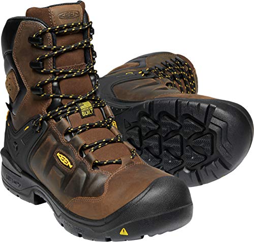 KEEN Utility Men's Dover 8" 600g Leather Waterproof Composite Toe Work Boots, Dark Earth/Black, 10