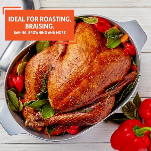 IMUSA 11in H. Cajun Cast Aluminum Oval Roaster with Lid