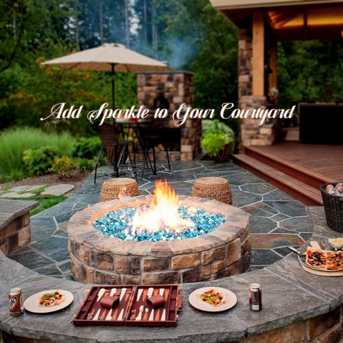 GasSaf 1/4 Inch Fire Glass Reflective Tempered Fireglass Cut Crushed FireGlass for Fire Pit, Fireplace, Replaces Existing Gas Logs & Lava Rocks (20 Pound)(Champagne Reflective)