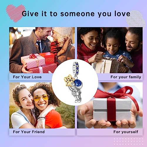 LUXILLA Happy Birthday Dangle Charm 925 Sterling Silver Charms fits Bracelets Necklace Pendant Bead Charms Jewelry Gift for Women