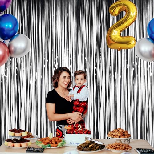 Red Metallic Tinsel Foil Fringe Curtains,Melsan 3.2 x 8 ft Foil Curtian Tinsel Backdrop Party Supplies for Birthday, Engagement, Christmas, Birthday, Anniversary, Valentine's Day - 3 Packs