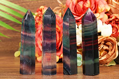LAIDANLA Strawberry Quartz Healing Crystals Wands 3.5-4" Natural Reiki Energy Wand Stone Hexagonal Point Large Crystal Gemstones for Meditation Therapy Crystal Grid Decoration 1Pcs