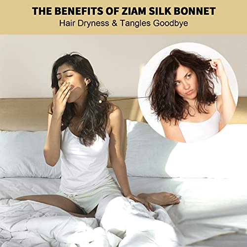 ZIMASILK 22 Momme 100% Mulberry Silk Bonnet for Sleeping & Women Hair Care, Highest Grade 6A Silk Hair wrap for Sleeping with Premium Elastic Stay On Head (1Pc, Beige)