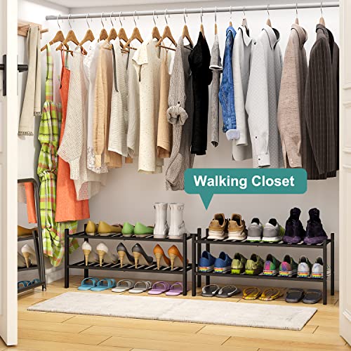 viewcare 5-Tier Bamboo Shoe Rack for Entryway, Stackable | Foldable | Natural, Shoe Organizer for Hallway Closet, Standing Shoe Racks for Indoor Outdoor