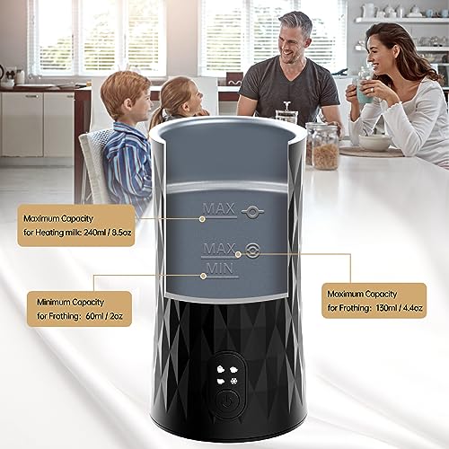 BEICHEN Milk Frother and Steamer, 4-in-1 Milk Foamer Frother for Coffee Automatic Hot and Cold Foam Stainless Steel Maker with 2 Whisks for Latte Cappuccinos, Macchiato, Hot Chocolate Milk (White)