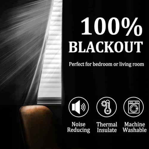 DWCN 100% Beige Blackout Curtains 84 Inches Long for Bedroom with Black Liner, Double Layer Thermal Insulated Room Darkening Window Curtain Panels with Tiebacks for Nursery Room W52 x L84, 2 Panels