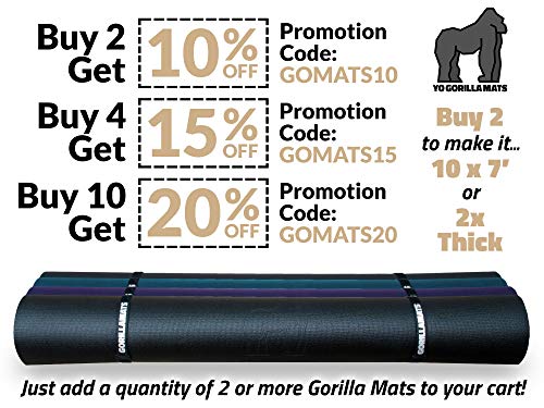 Gorilla Mats Premium Large Yoga Mat – 7' x 5' x 8mm Extra Thick & Ultra Comfortable, Non-Slip Barefoot Exercise Mat – Works Great on Any Floor for Stretching, Cardio or Home Workouts