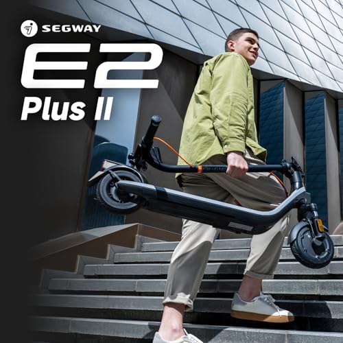 Segway Ninebot E2 Plus II Electric Scooter, 15.5 MPH, 16 Miles Max Range, Front Suspension, 8.1" Shock-Absorbing Tires, Dual Brakes, Scooter for Adults, UL-2272 2271 Certified