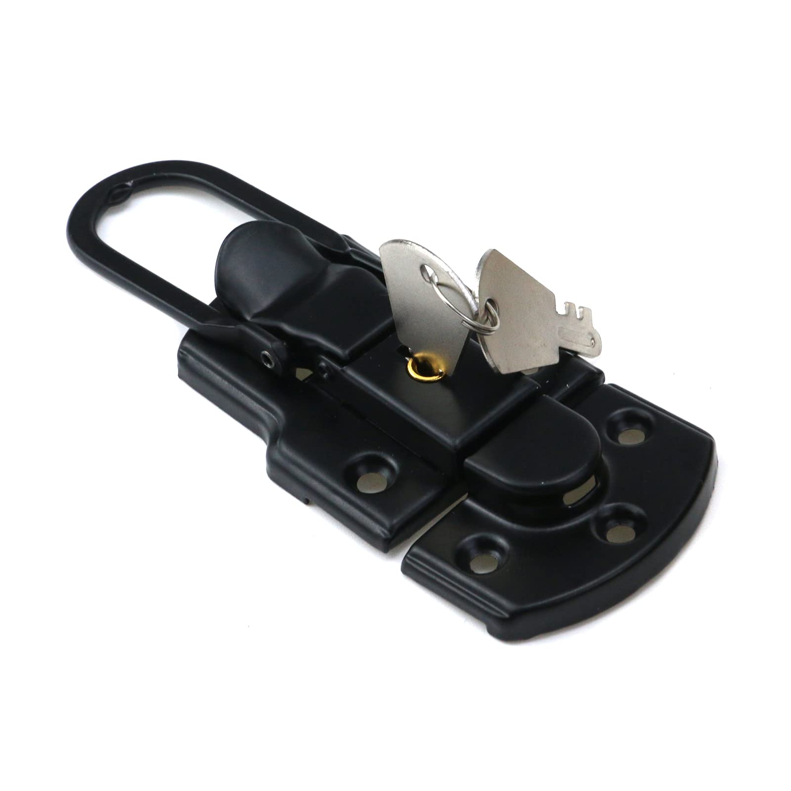 Semetall 4Pcs Black Box Latches Hardware,Toolbox Case Luggage Hasps Latches Buckle Lock Clasp Clamp with Key
