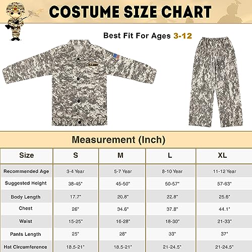 INNOCHEER Army Costume for Kids, Halloween Costumes for Boys Kids, Boys Military Soldier Costume for Boy Kids Age 3-6-8-10-12