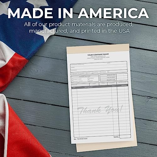Custom 5.5" x 8.5" Carbonless NCR Books in 2-Part Duplicate Invoices, Receipts, Work Orders, Sales Orders, Purchase Orders, Estimates, Quote Forms with Your Company/Business Name (300 Sets)