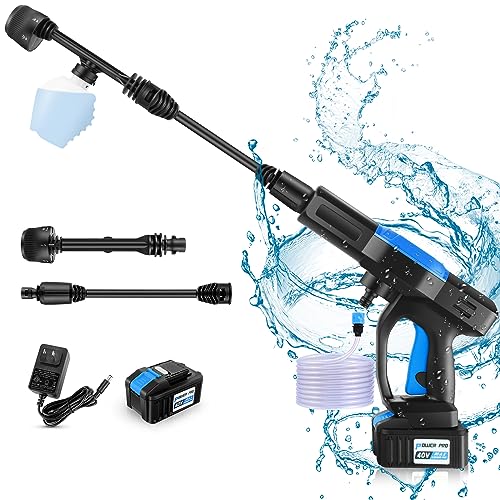 Homdox Upgraded 1300PSI Cordless Pressure Washer w/ 40V Battery, Cordless Power Washer Battery Powered, Portable Pressure Washer w/ 6-in-1 Nozzle, Soap Container, Charger Included (Black&Blue)