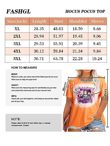 Women Plus Size Hocus Pocus Shirts Sanderson Sisters Graphic Tshirt Halloween Movie Short Sleeve Tee Tops Orange