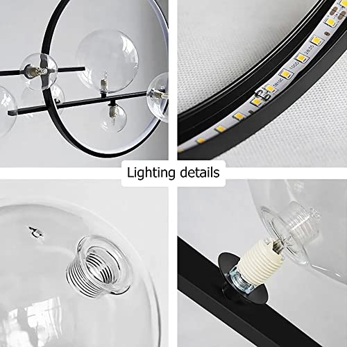 BULUXE Modern Island Lights for Kitchen,10-Light Pendant Lights Kitchen Island Lighting with Glass Globe Shade Sputnik Light Fixture Linear Chandeliers for Dining Room Living Room