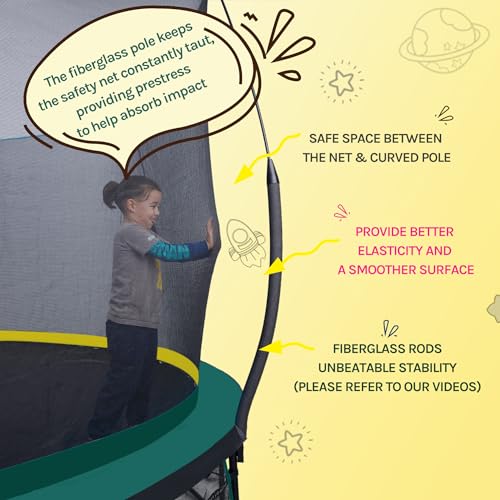 SkyBound 10 FT Springfree Trampoline for Kids and Adults - Springless Trampoline with Enclosure - Recreational Trampolines Bungee Cords - Outdoor Trampoline for Kids - No-Gap Design Zipper System