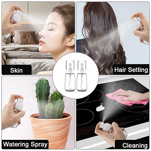 Fine Mist Travel Spray Bottle for Toiletries 2oz/60ml 2Pack Small Spray Bottle Travel Size Spray Bottles TSA Approved Leakproof Refillable Cosmetic Container for Hair Skincare Water Face Toner(2Clear)