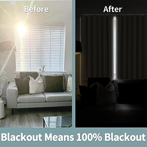 BGment Beige Full Blackout Curtains with Thermal Insulation Liner Curtains 108 Inches Long,Rod Pocket and Back Tab Double Layer Room Darkening Window Curtains for Bedroom(52 x 108 Inch, 2 Panels)