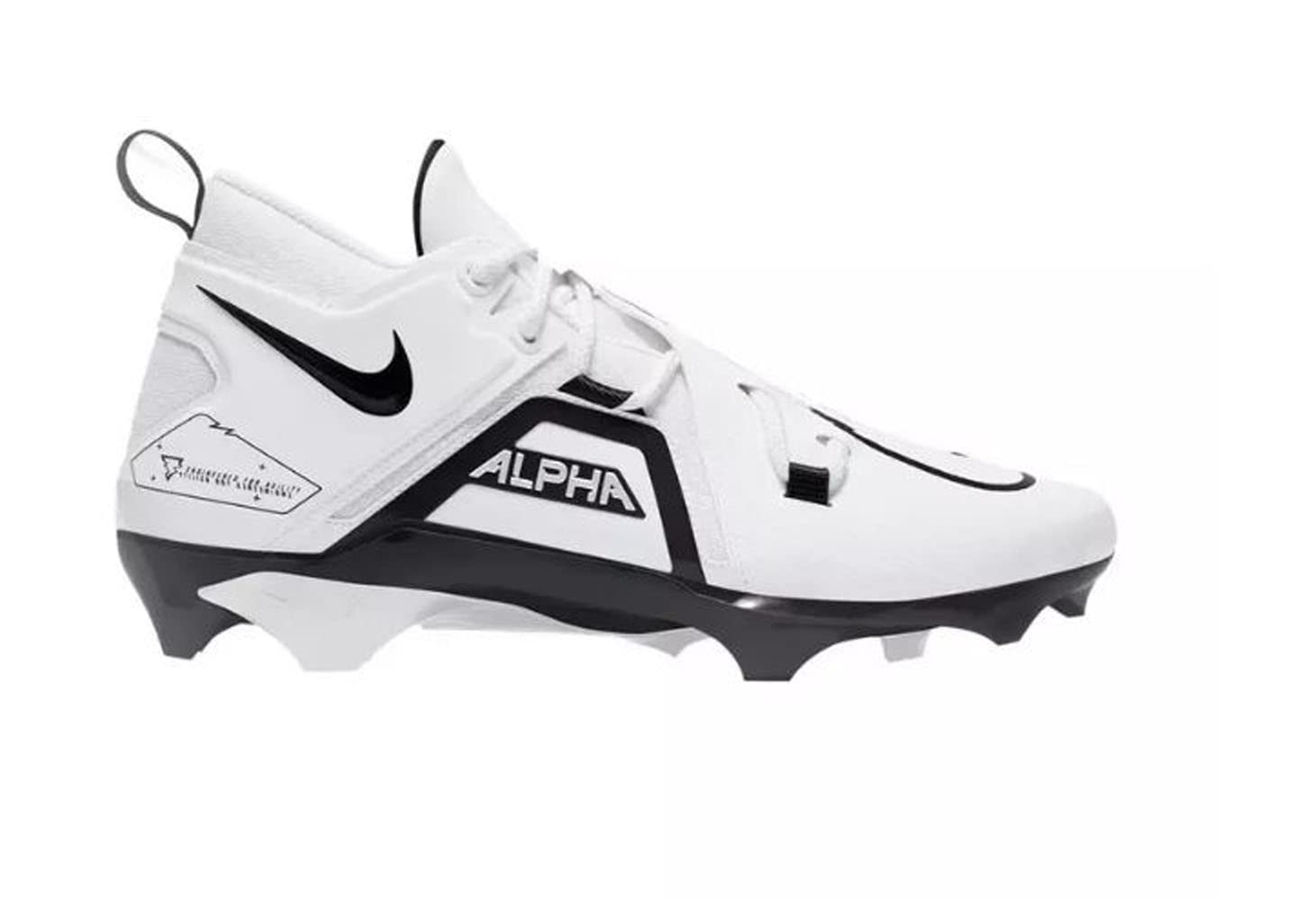 Nike Men's Alpha Menace Pro 3 Football Cleats, White/White/White/Black, 11.5