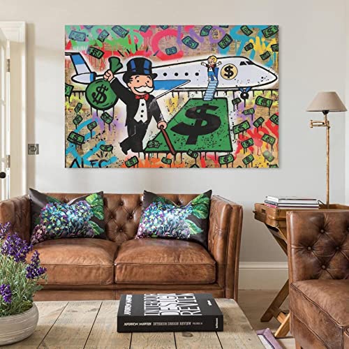FEF Monopolysairplanefunny Cartoonand Money Poster Decorative Painting Canvas Wall Art Room Posters Office Decorations 08x12inch(20x30cm)