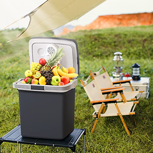 TREFAN Electric Cooler & Warmer28QT/26L, Portable Car Fridge (48℉~139℉), Car Cooler Plug in Mini Fridge, Electric Car Coolers for Vehicles AC/DC,12V Refrigerator for Car, Travel, Camping,Truck