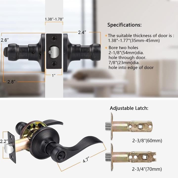 Probrico (2 Pack Entrance Lever Door Handle Oil Rubbed Bronze, Entry Levers Combo Pack, Keyed Alike Door Locks Lockset Contemporary Style, Contractor Pack