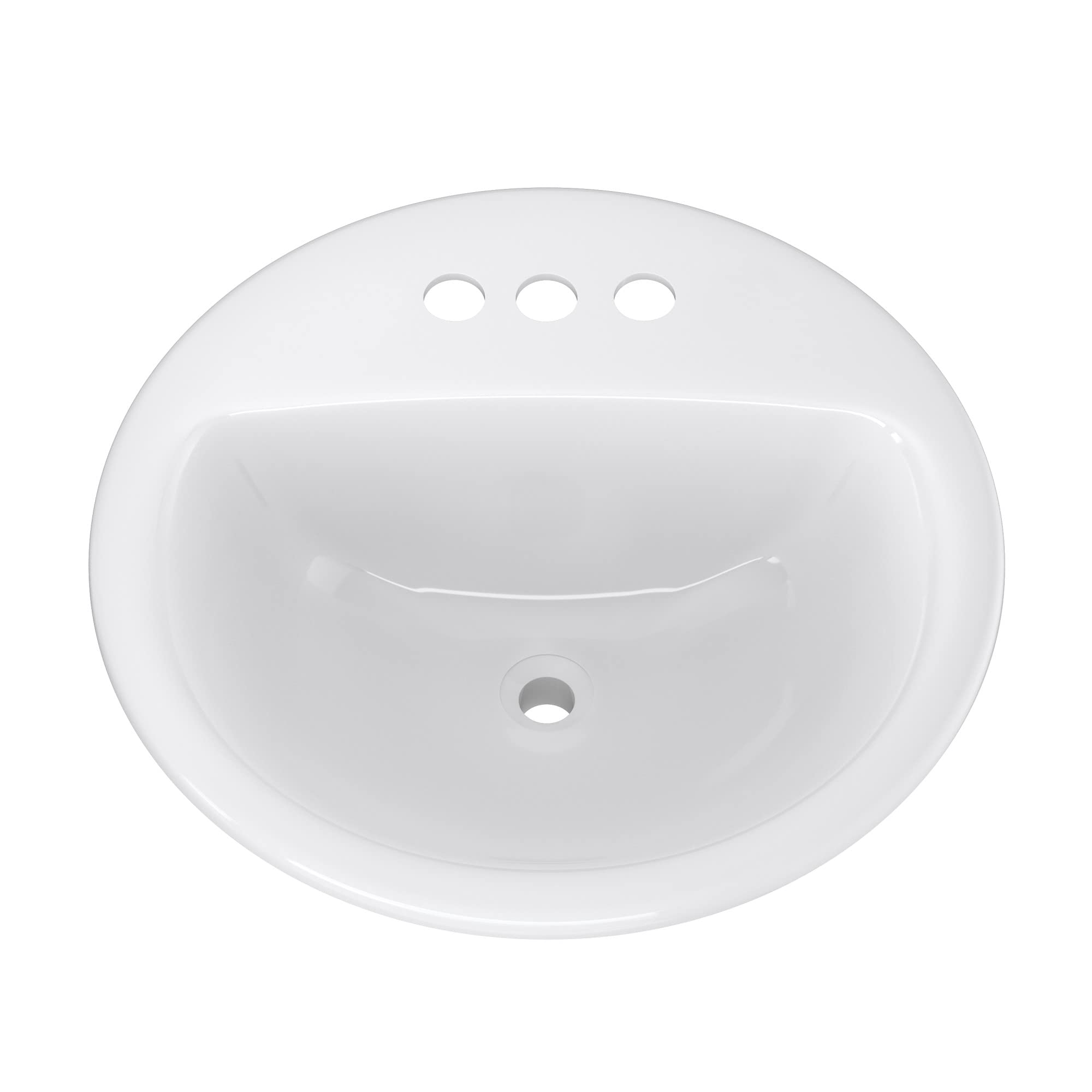 PROFLO PF194R Rockaway 19" Circular Vitreous China Drop In Bathroom Sink with Overflow and 3 Faucet Holes at 4" Centers - White