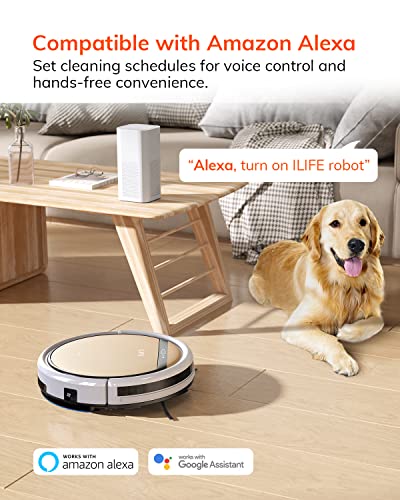 ILIFE V5s Plus Robot Vacuum and Mop Combo, Works with 2.4G WiFi, Alexa/App/Remote Control, Automatic Self-Charging Robotic Vacuum Cleaner, for Pet Hair, Hard Floor, Low Carpet (V5s Pro Upgraded)